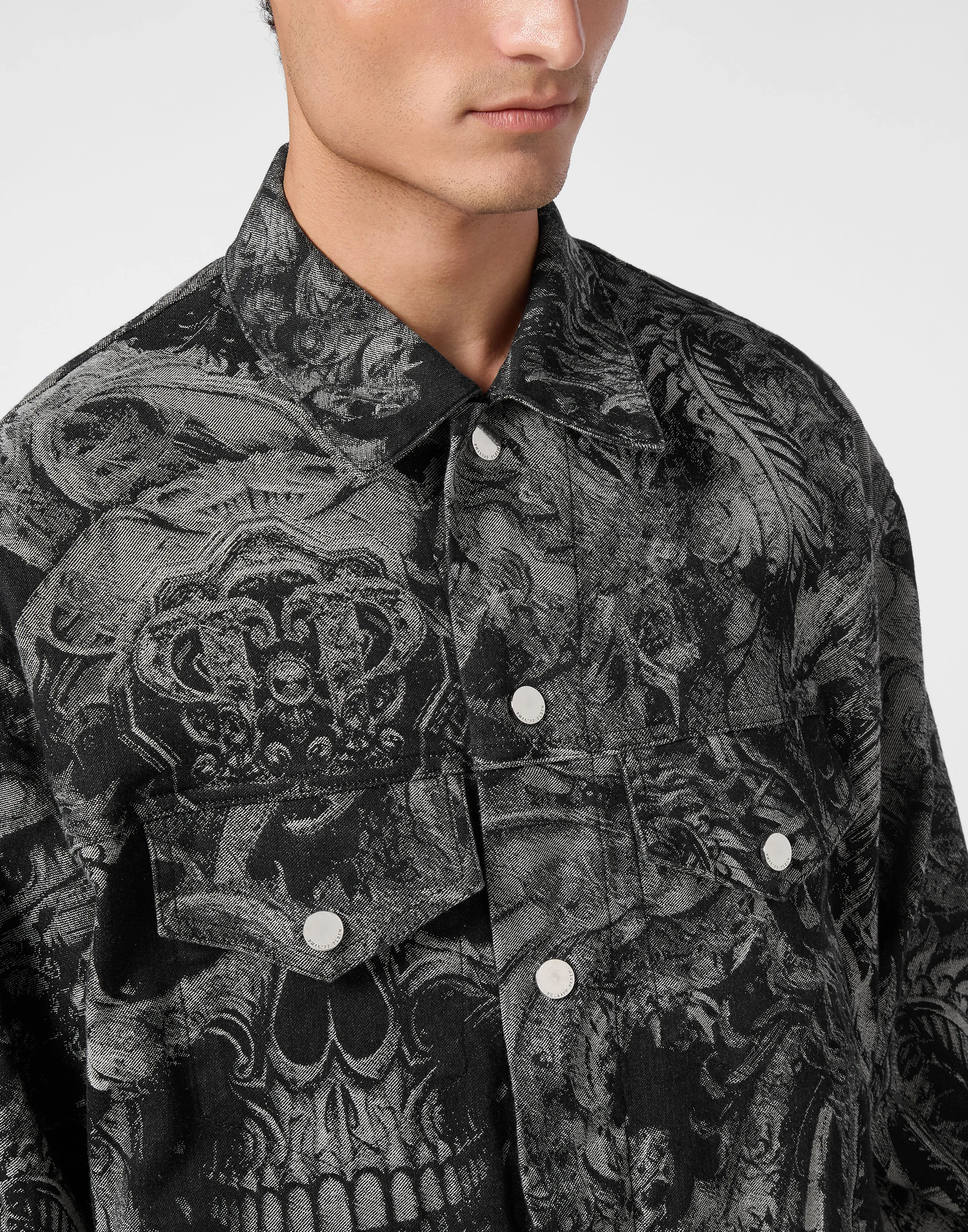 Denim Oversize Jacket Dragon Skull