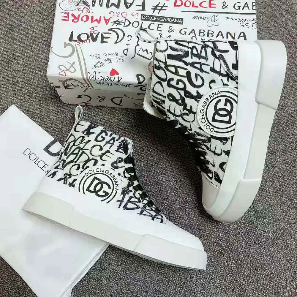 Dolce Gabbana Zapatillas de deporte unisex Portofino Light de lona D&G con estampado del logotipo DG