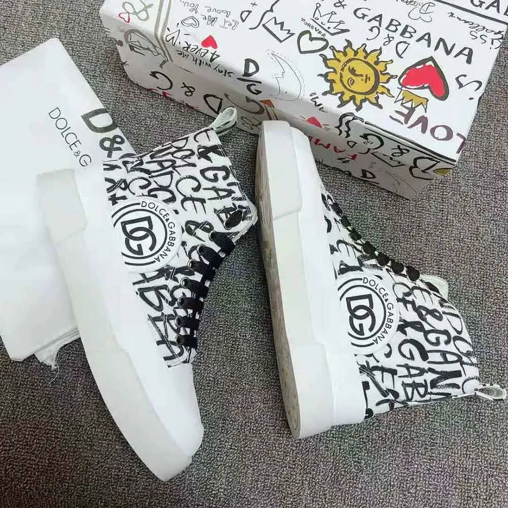 Dolce Gabbana Zapatillas de deporte unisex Portofino Light de lona D&G con estampado del logotipo DG