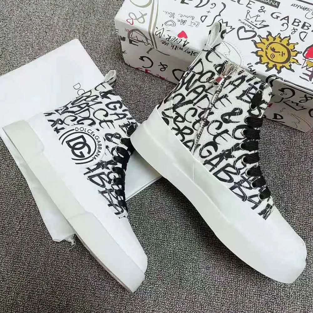 Dolce Gabbana Zapatillas de deporte unisex Portofino Light de lona D&G con estampado del logotipo DG