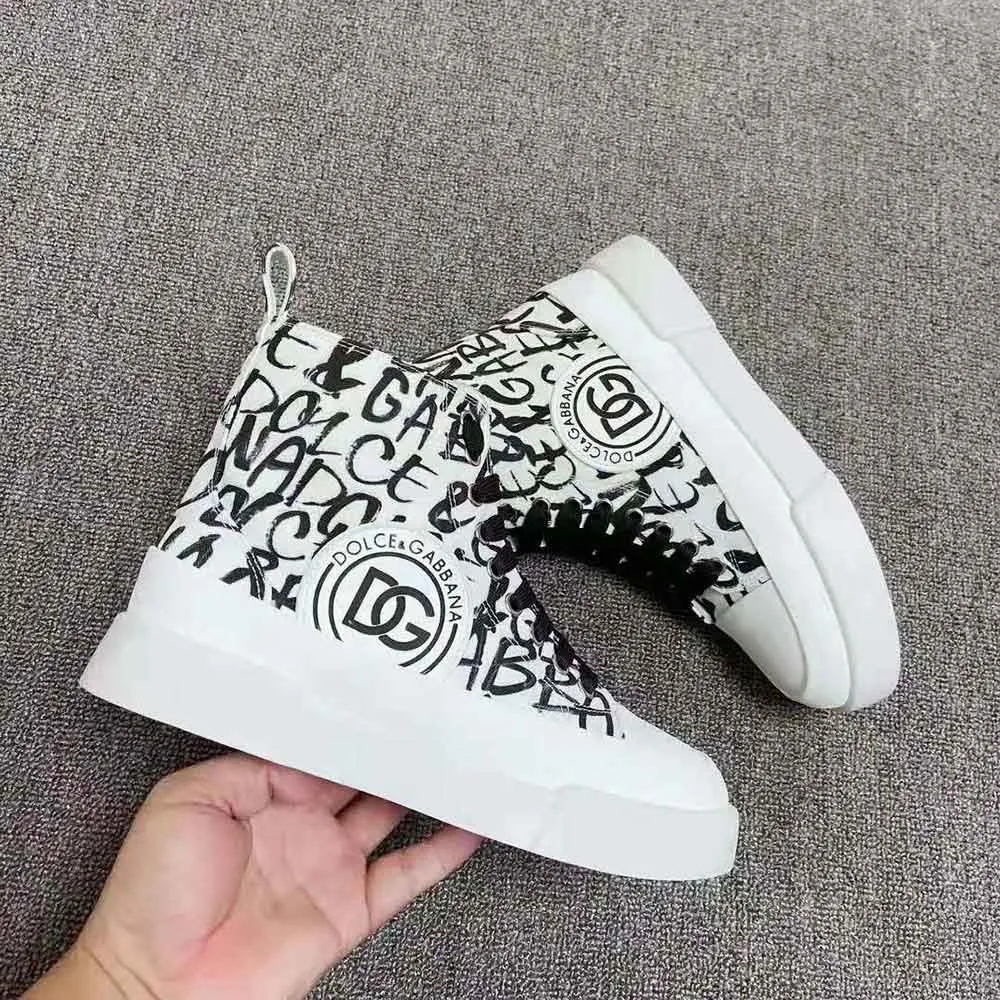 Dolce Gabbana Zapatillas de deporte unisex Portofino Light de lona D&G con estampado del logotipo DG