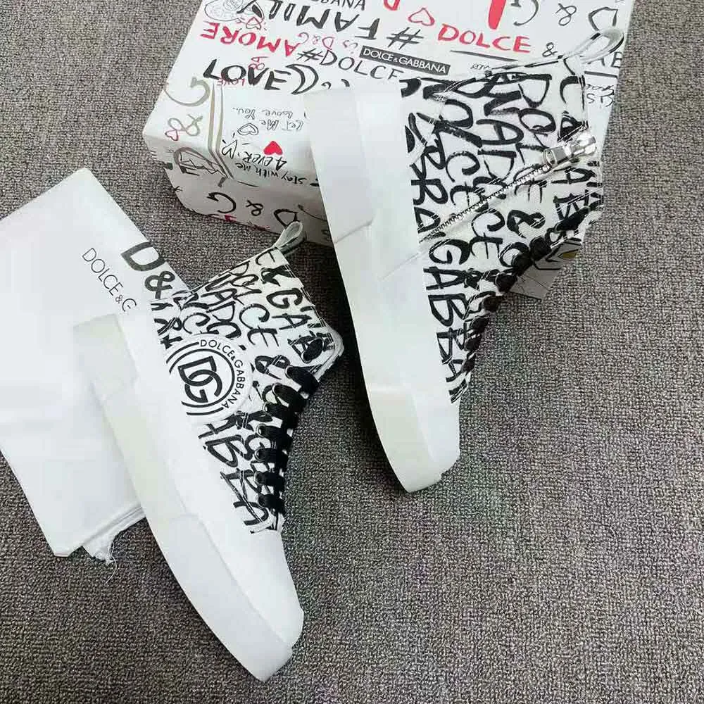 Dolce Gabbana Zapatillas de deporte unisex Portofino Light de lona D&G con estampado del logotipo DG