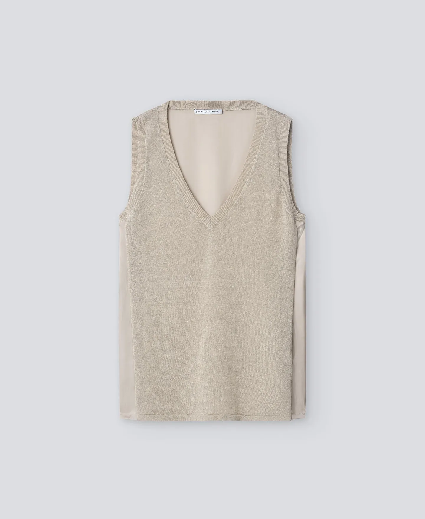 DOUBLE TEXTURED VNECK TOP WOMAN