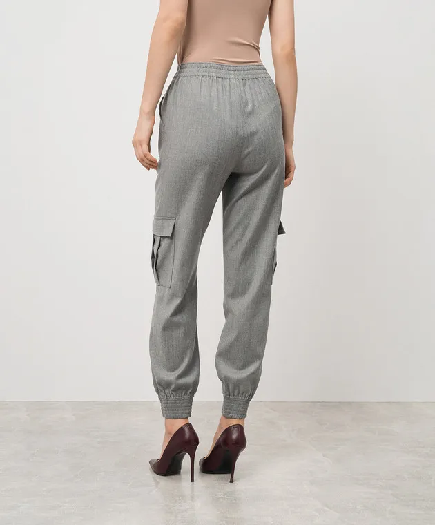 Ermanno Scervino Gray wool cargo joggers with lace