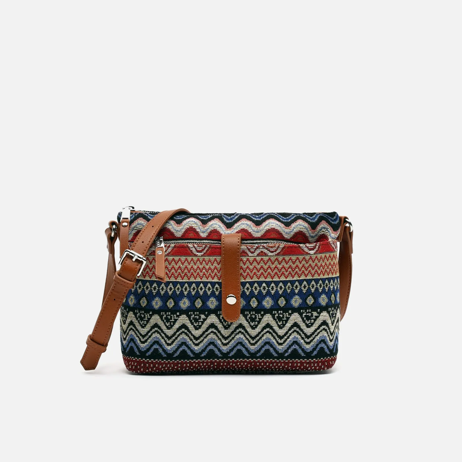 Eusebio bolso bandolera con estampado jacquard y neceser pequeo