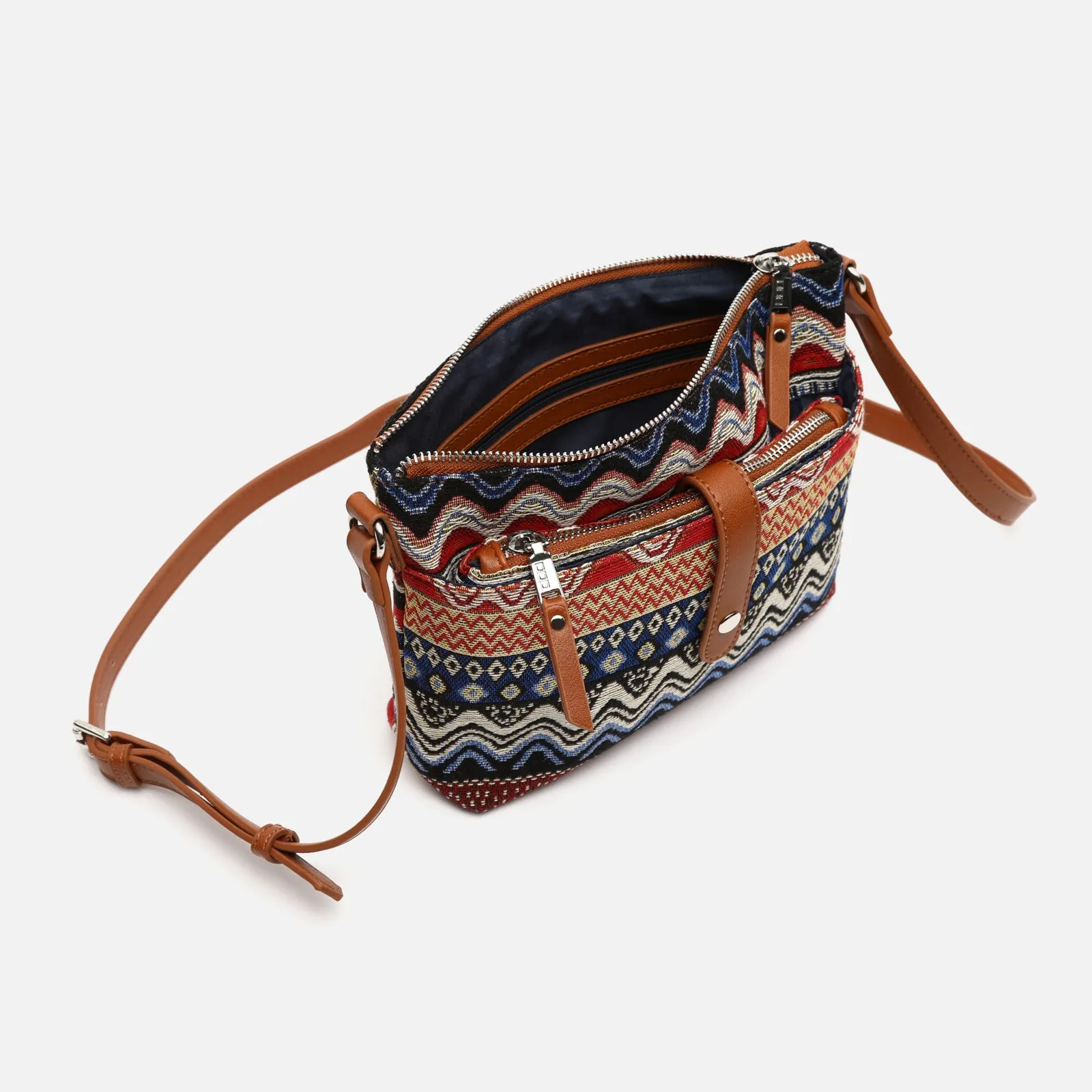 Eusebio bolso bandolera con estampado jacquard y neceser pequeo