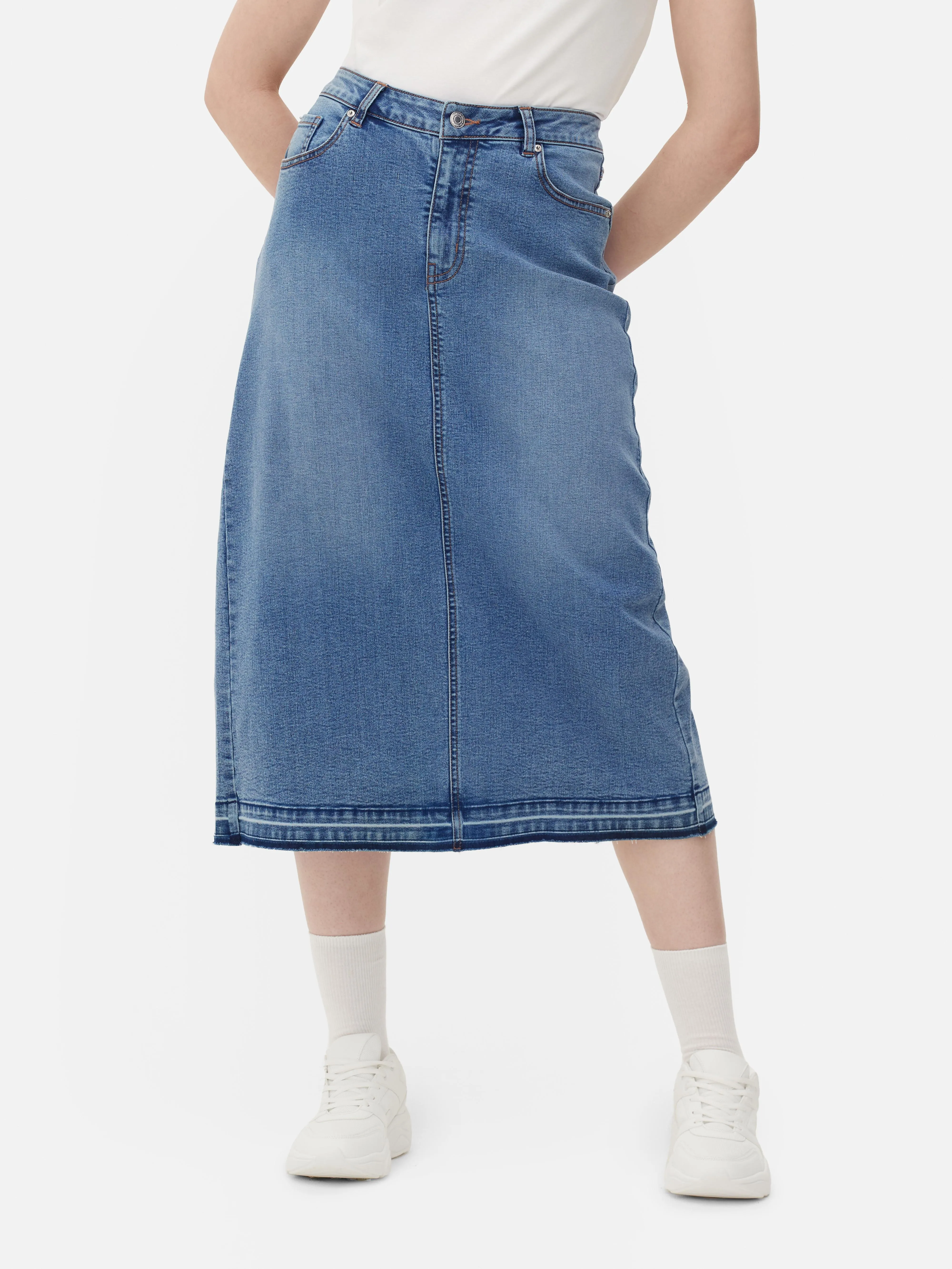 Falda vaquera elástica midi