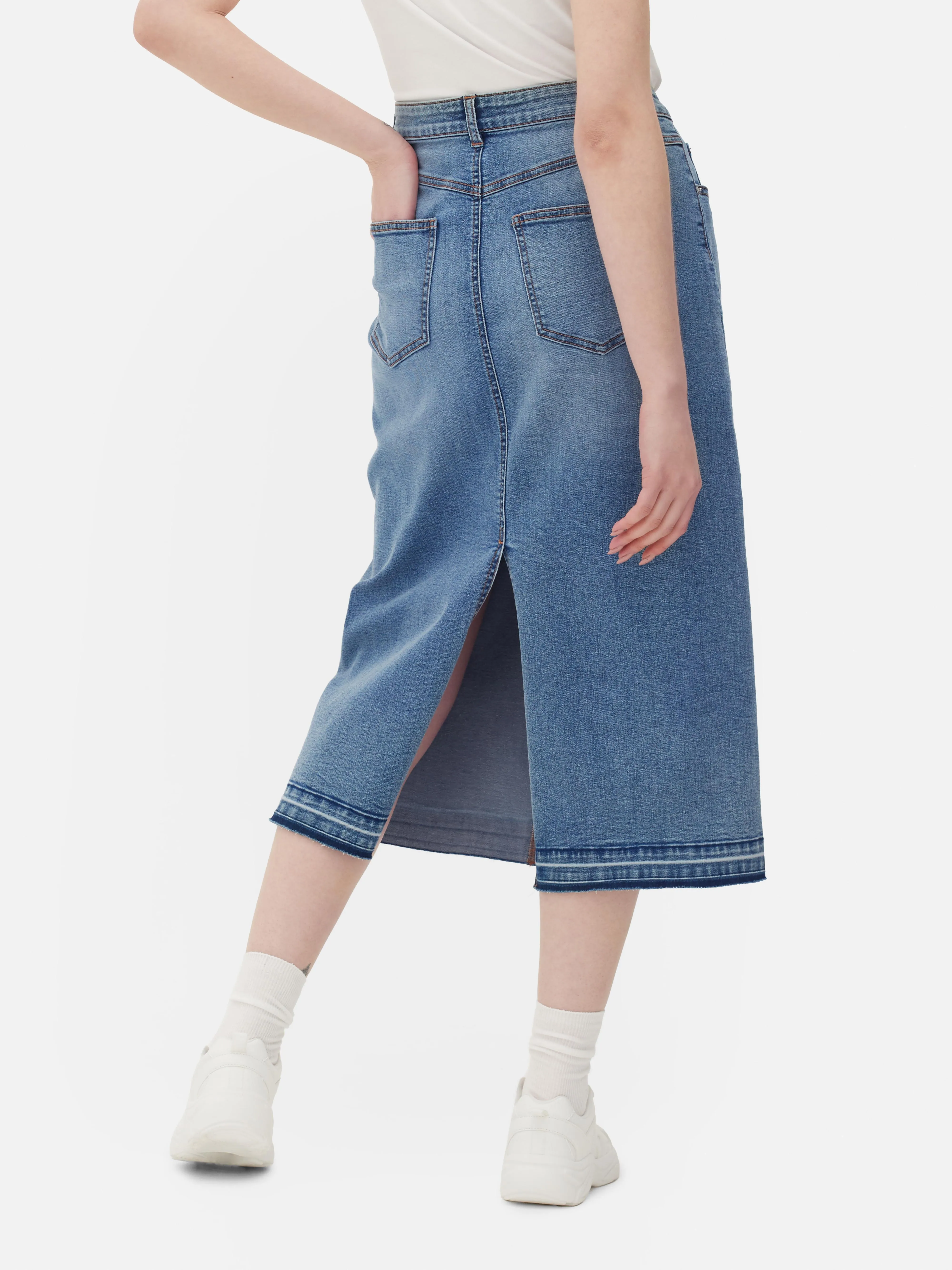 Falda vaquera elástica midi