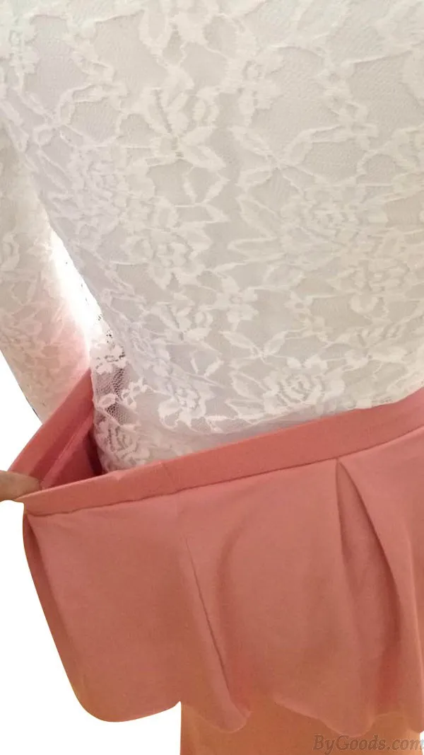 Fashion Two Piece Back Bow Long Lace Dress
