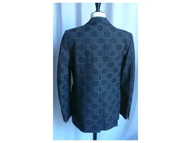 FENDI Chaqueta de lana marrón chocolate para hombre T46 ESO Marrón oscuro 
