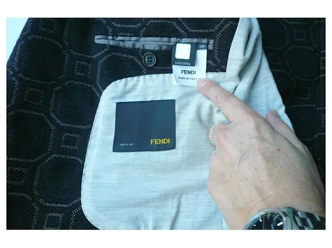 FENDI Chaqueta de lana marrón chocolate para hombre T46 ESO Marrón oscuro 