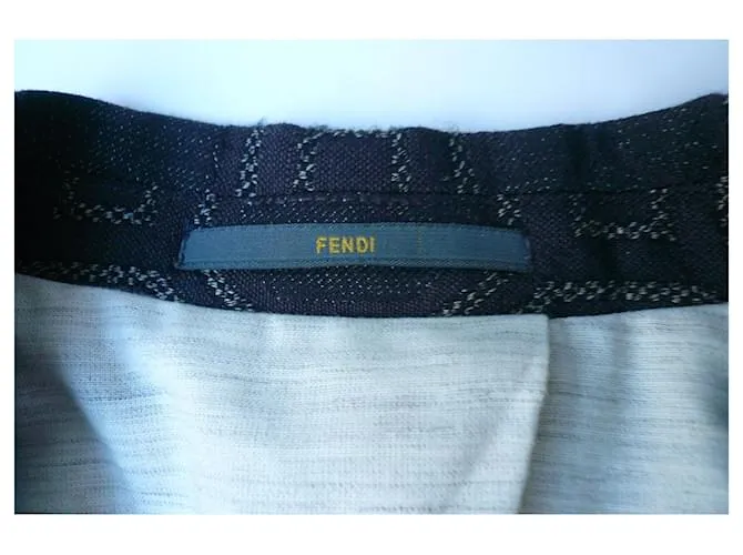 FENDI Chaqueta de lana marrón chocolate para hombre T46 ESO Marrón oscuro 