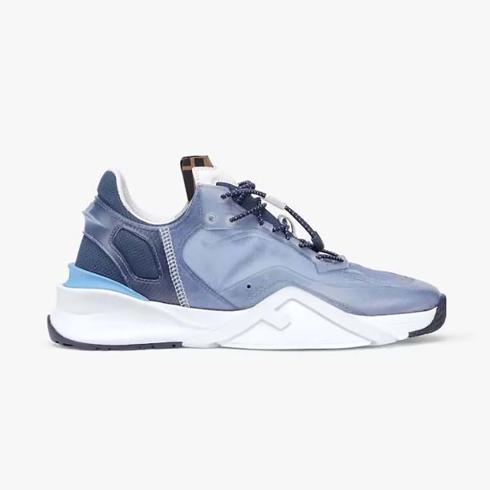 Fendi Hombre Flow Zapatillas Bajas De Nylon Azul Claro