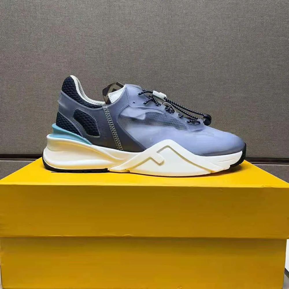 Fendi Hombre Flow Zapatillas Bajas De Nylon Azul Claro
