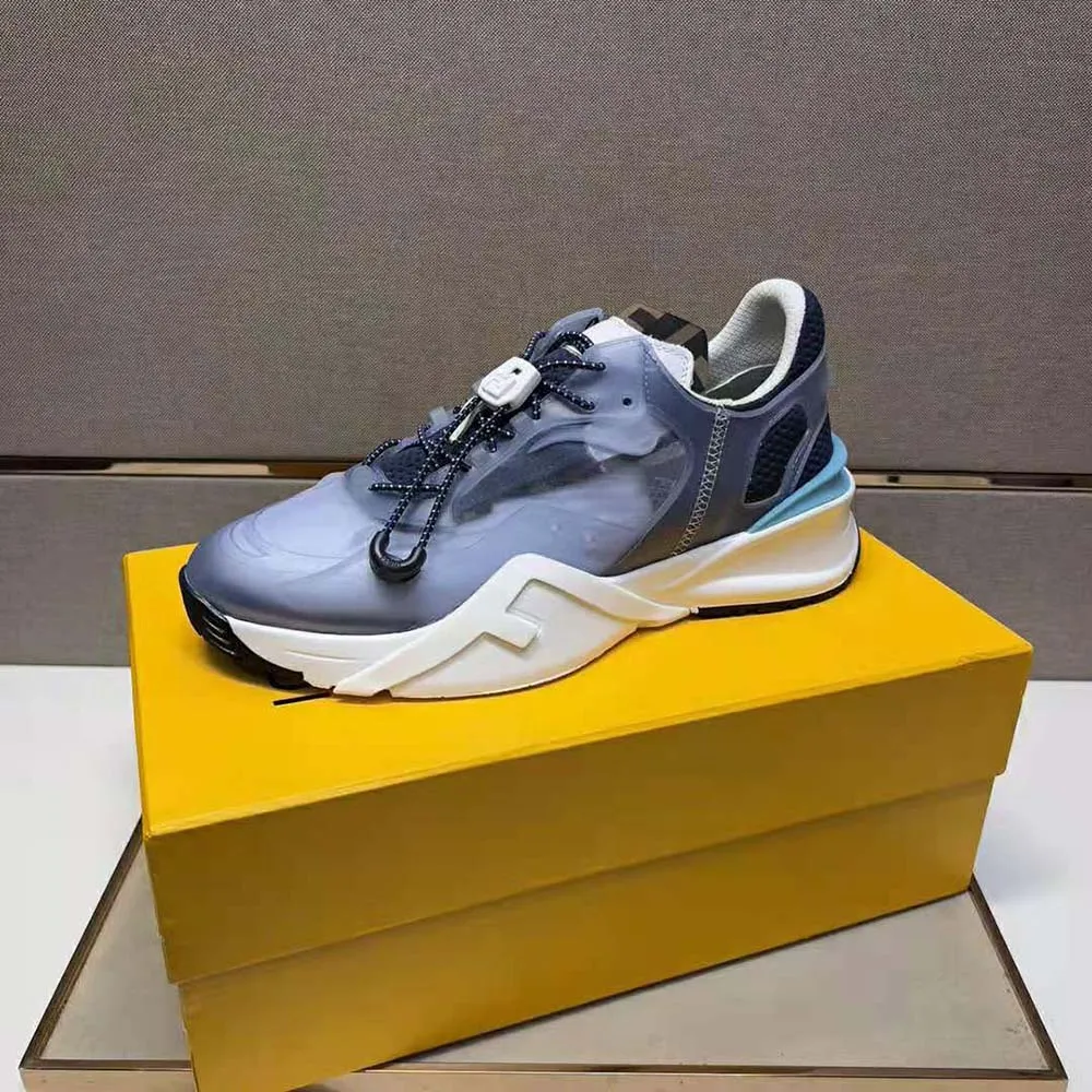 Fendi Hombre Flow Zapatillas Bajas De Nylon Azul Claro