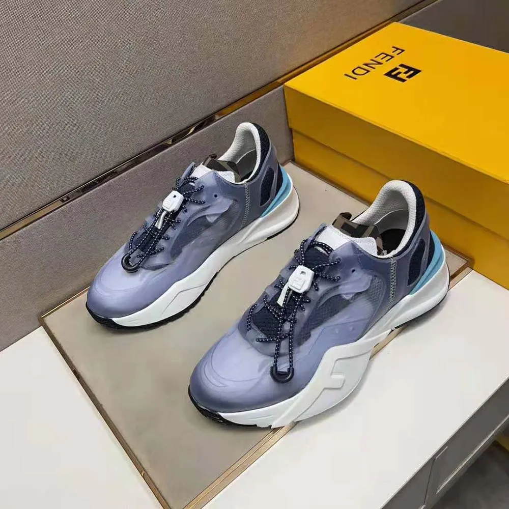 Fendi Hombre Flow Zapatillas Bajas De Nylon Azul Claro
