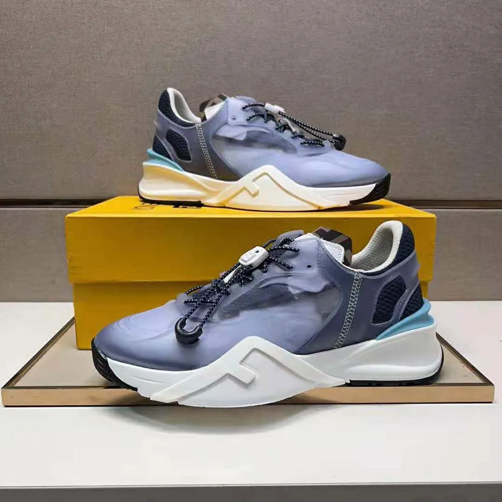 Fendi Hombre Flow Zapatillas Bajas De Nylon Azul Claro