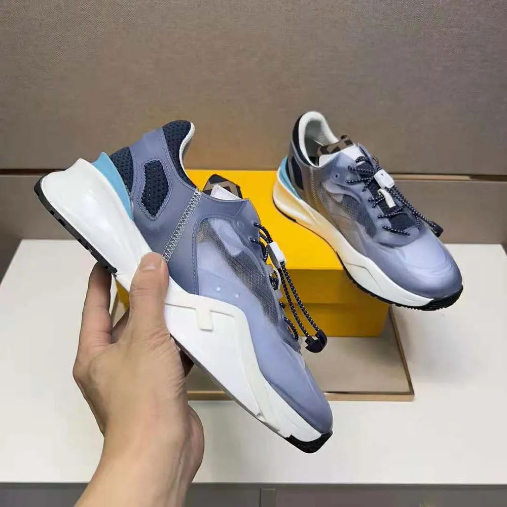 Fendi Hombre Flow Zapatillas Bajas De Nylon Azul Claro
