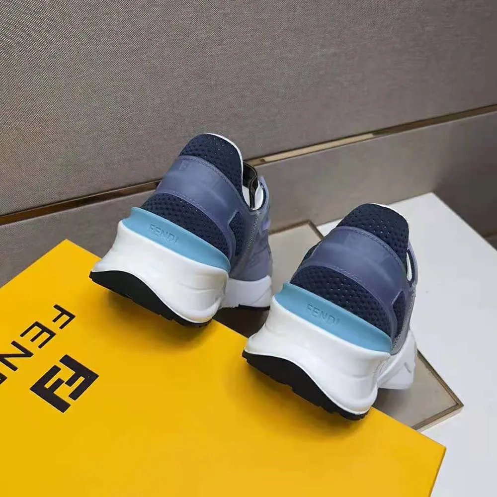 Fendi Hombre Flow Zapatillas Bajas De Nylon Azul Claro
