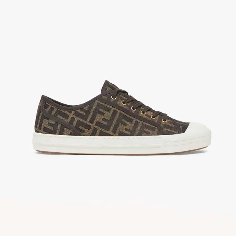Fendi Mujer Zapatillas Bajas De Tela FF Domino Marrón
