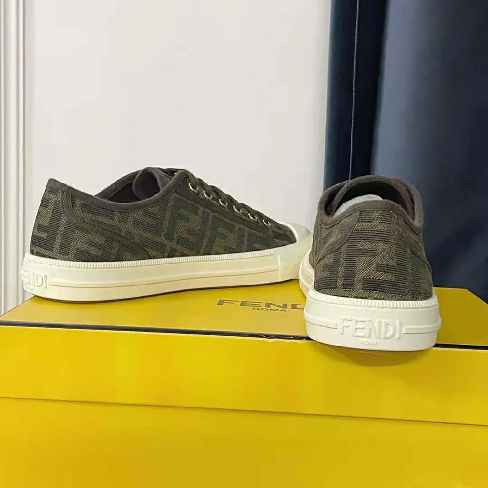 Fendi Mujer Zapatillas Bajas De Tela FF Domino Marrón