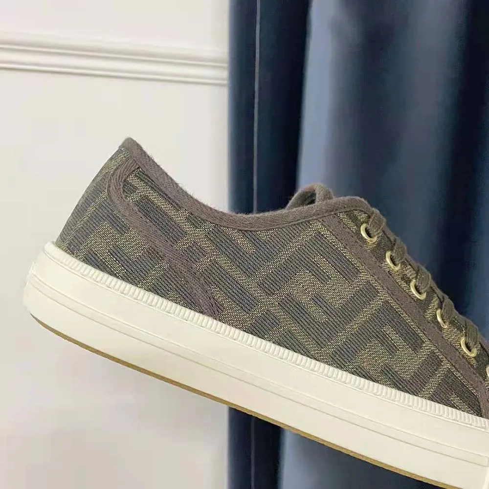 Fendi Mujer Zapatillas Bajas De Tela FF Domino Marrón
