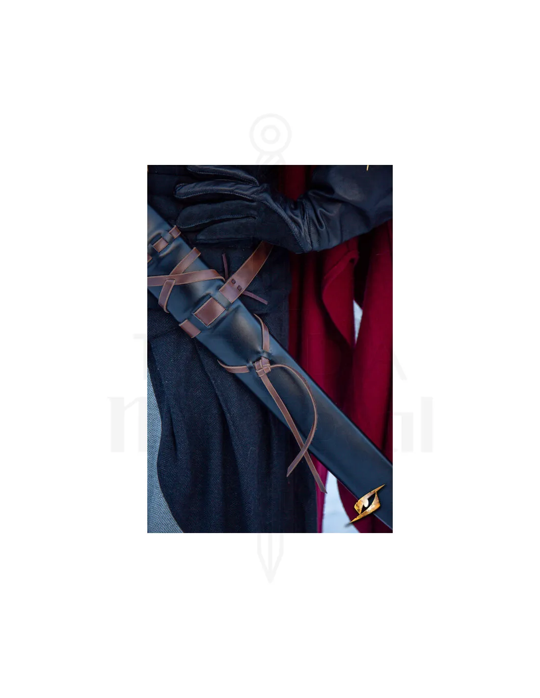 FUNDA CON CINTURóN PARA ESPADAS EN CUERO SINTéTICO, NEGROMARRóN
