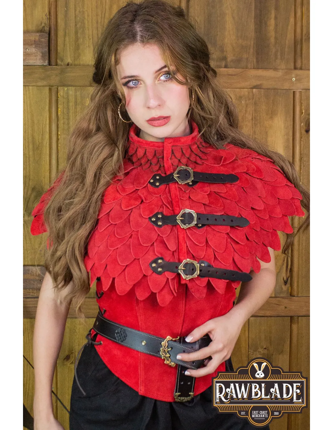 GORJAL DE CUERO CON ESCAMAS MODELO ORIA  ROJO