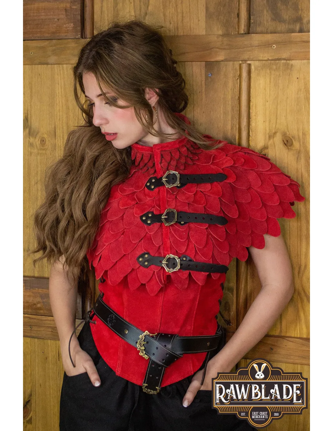 GORJAL DE CUERO CON ESCAMAS MODELO ORIA  ROJO