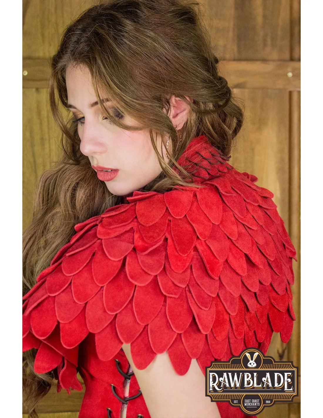GORJAL DE CUERO CON ESCAMAS MODELO ORIA  ROJO