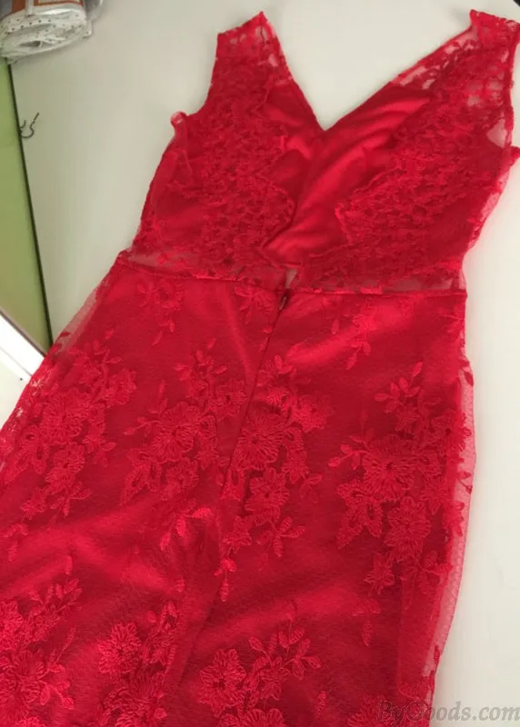 Graceful Red Lace Halter Sexy Party Dress