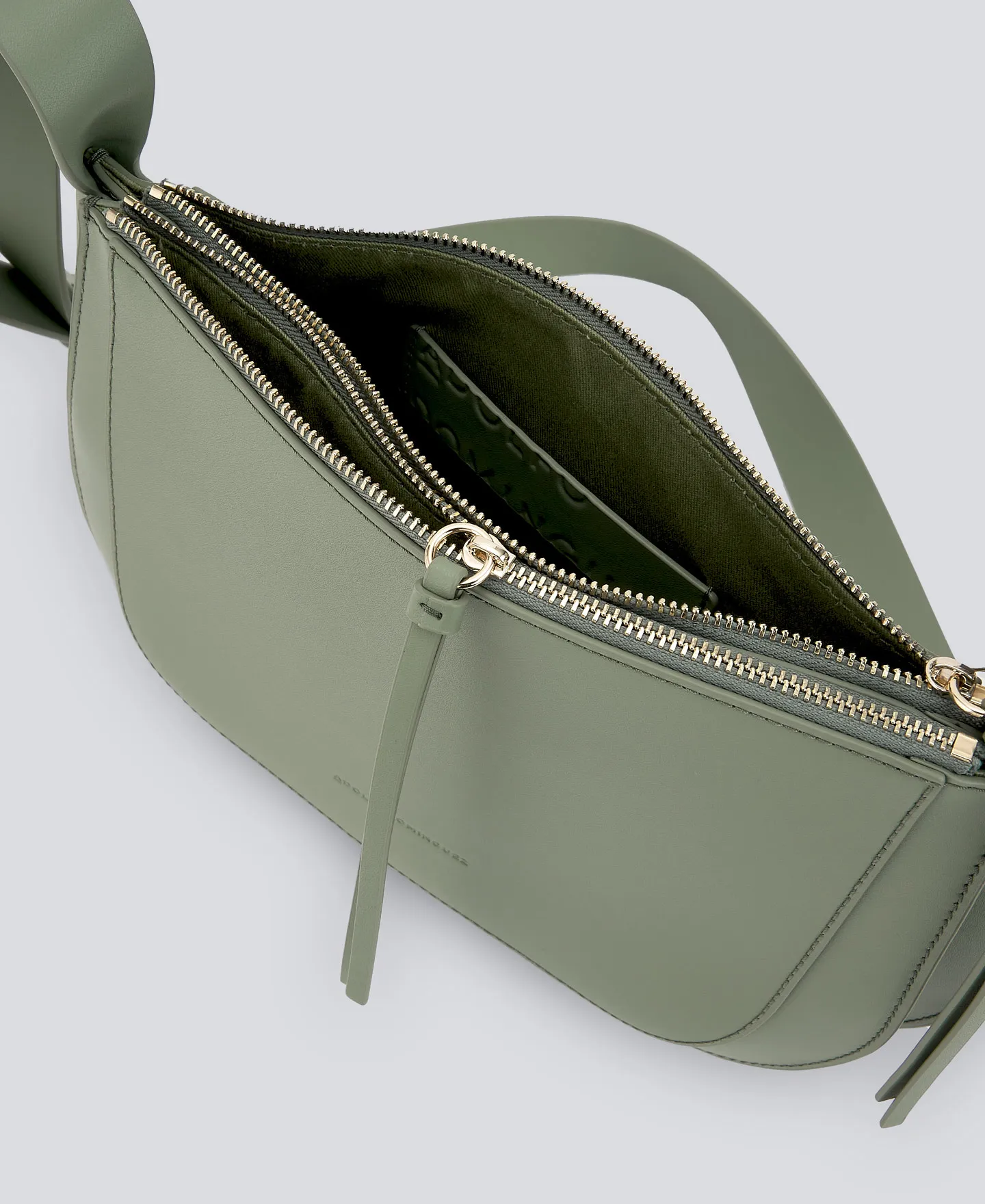 Green leather crossbody woman