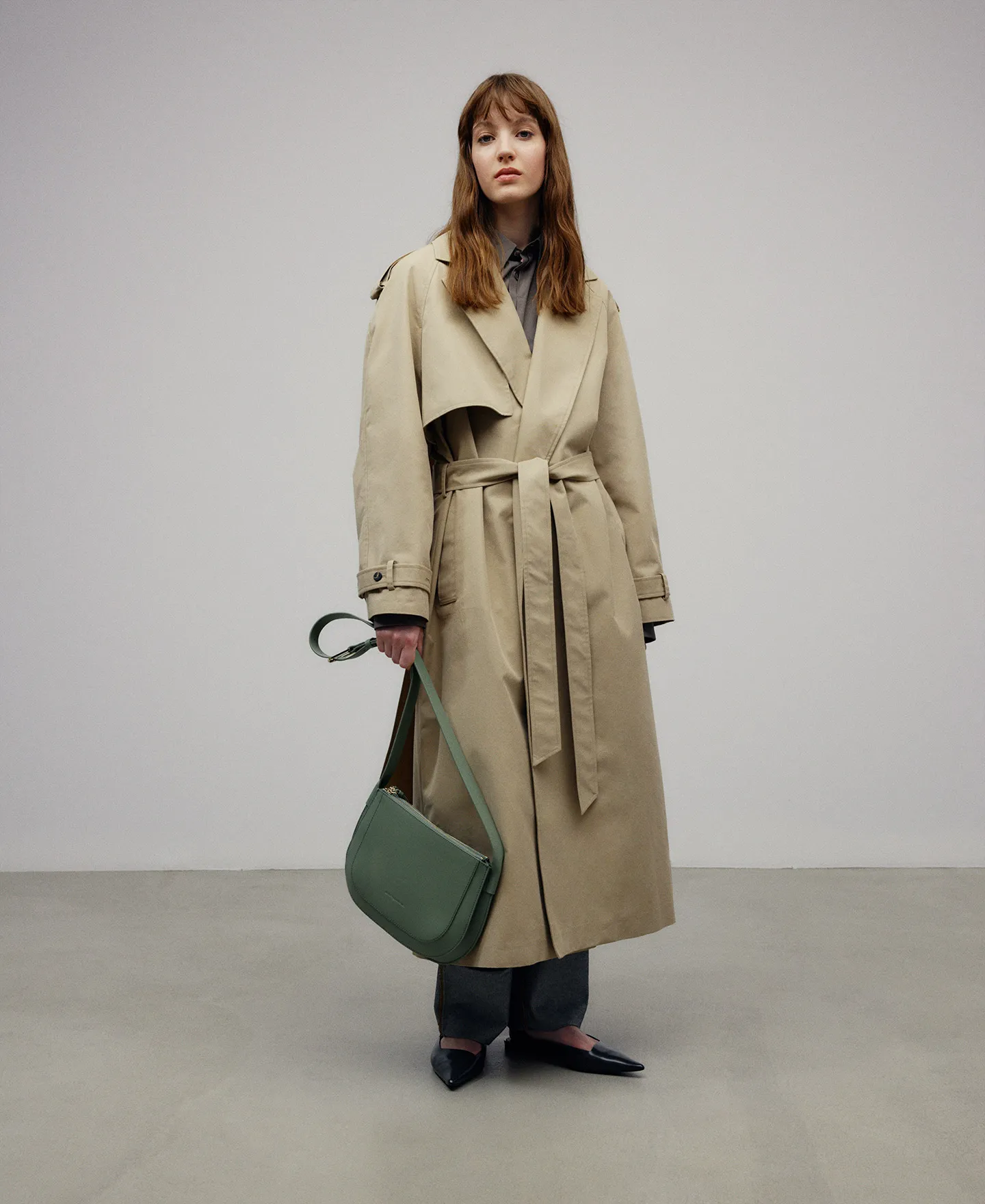 Green leather crossbody woman