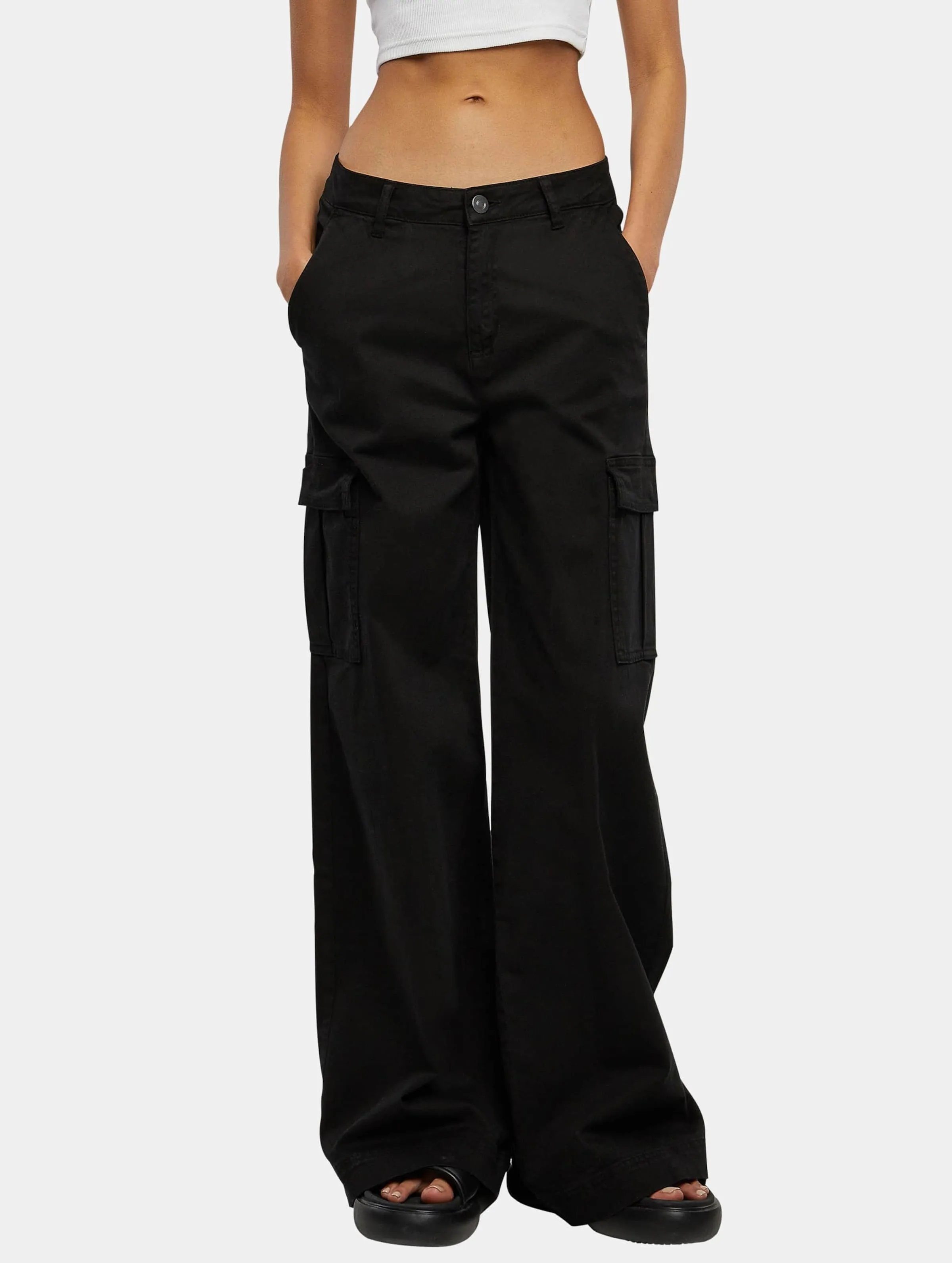 High Waist Wide Leg Twill