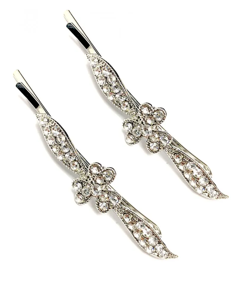 HORQUILLAS PLATEADAS FINAS CON BONITAS FLORES CRISTAL BRILLO