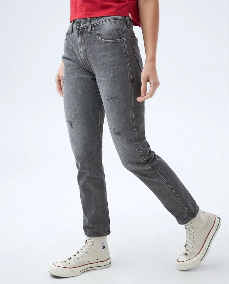 Jean Mom fit gris para mujer