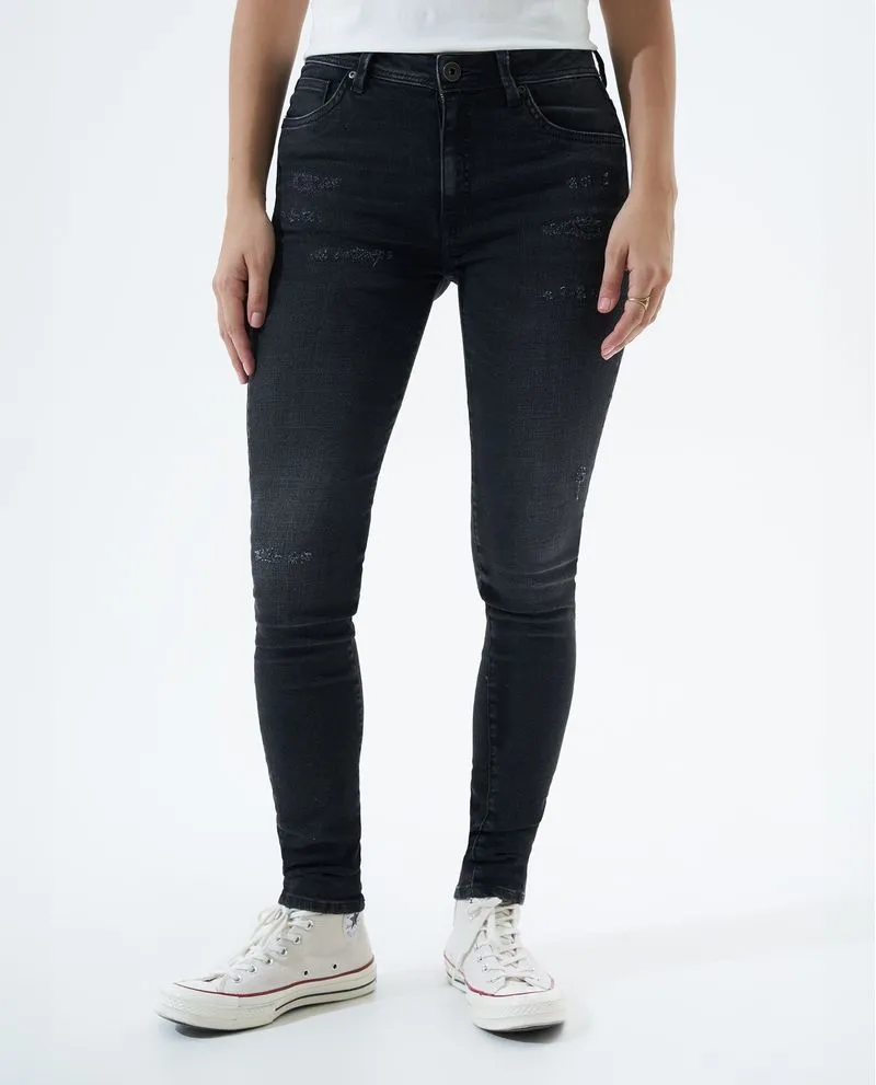 Jean Skinny fit black denim para mujer