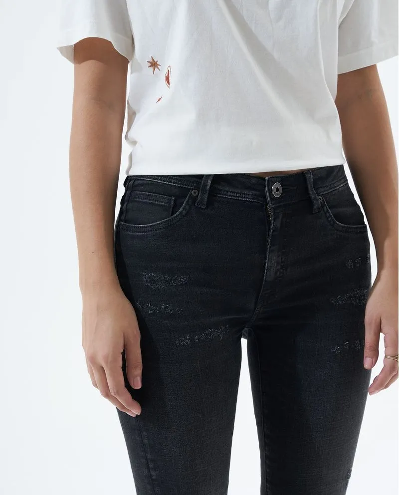 Jean Skinny fit black denim para mujer