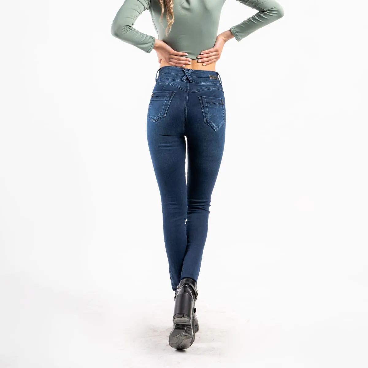 Jean Skinny Tiro Alto Gold Steel