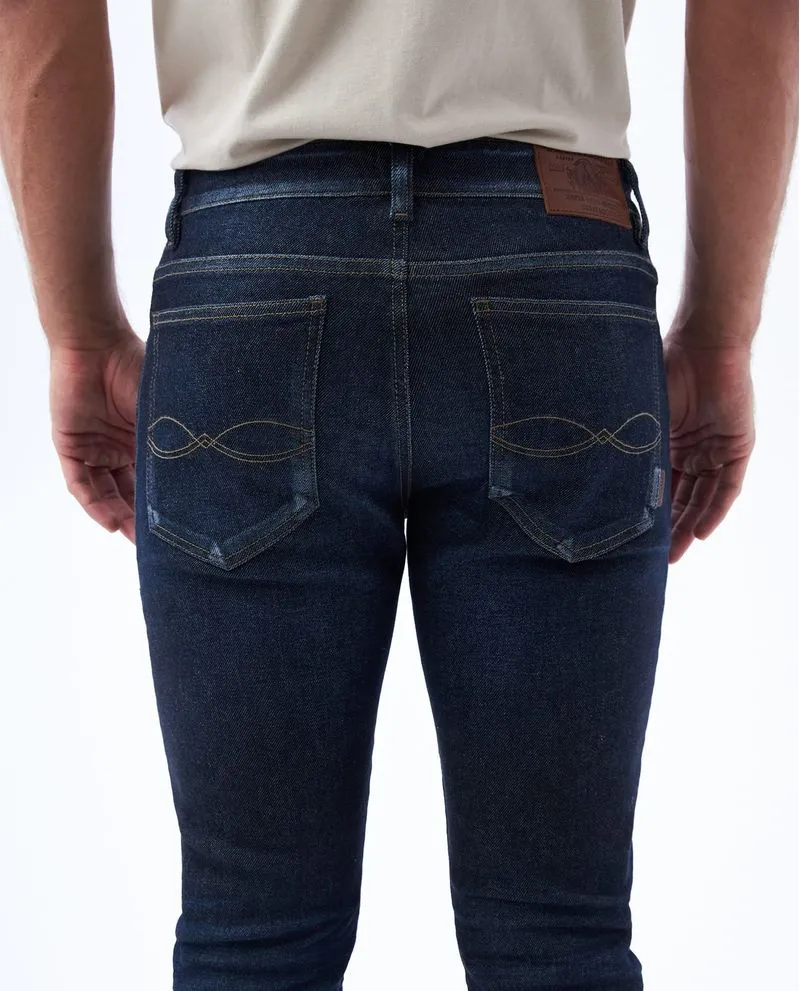 Jean Slim and Straight fit tono oscuro para hombre