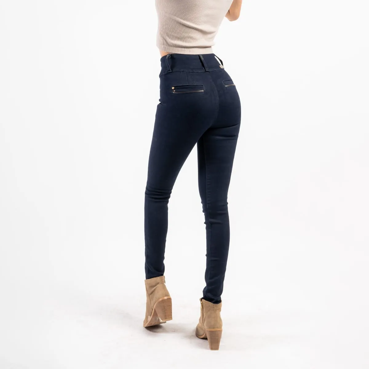 Jean Slim Tiro Alto Gold Flare