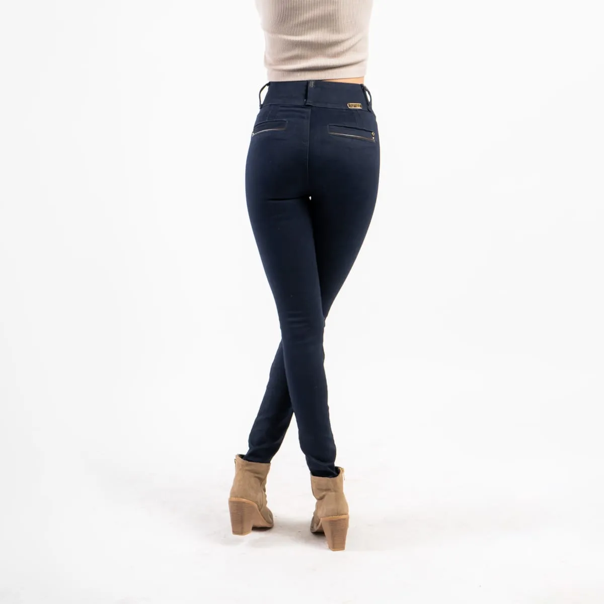 Jean Slim Tiro Alto Gold Flare