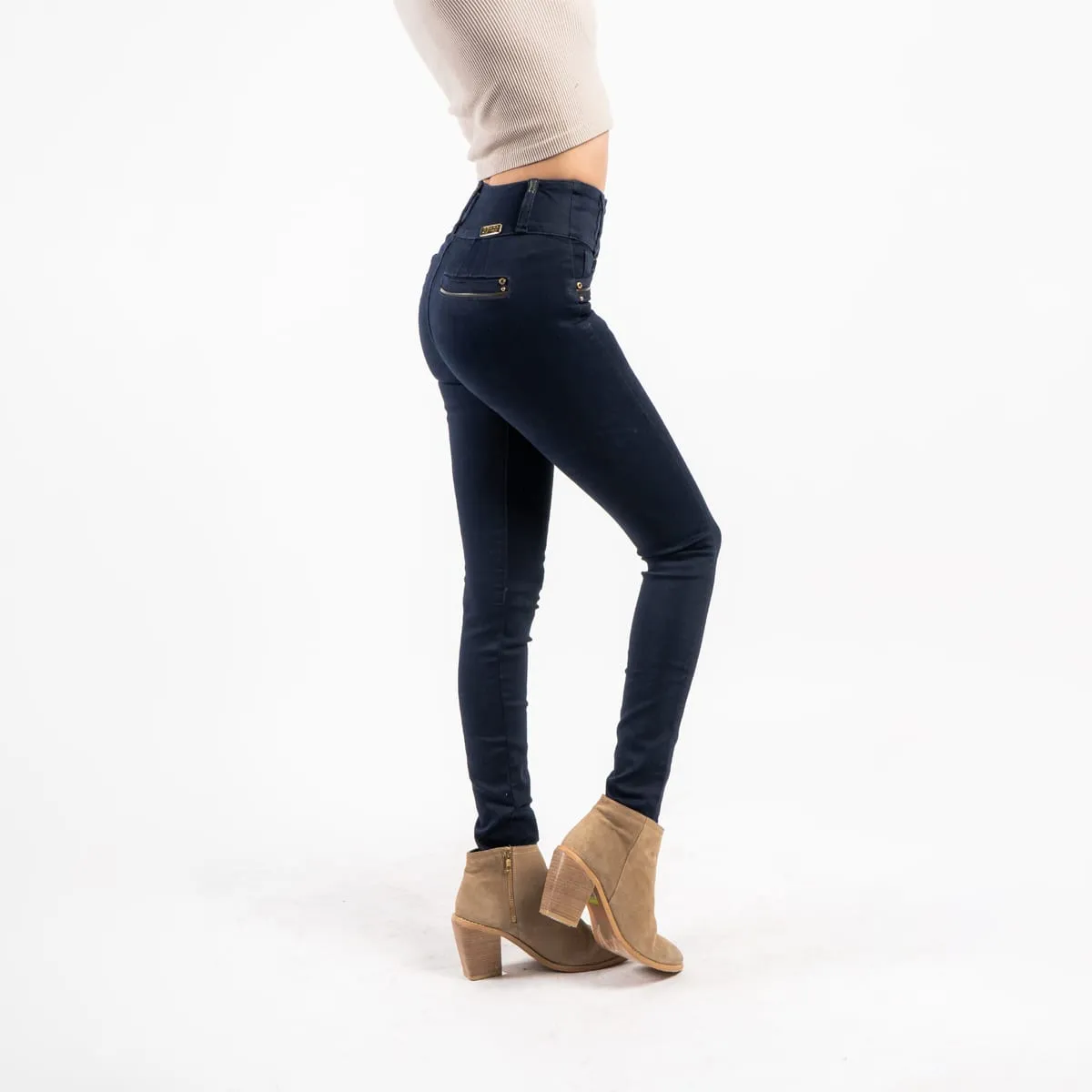 Jean Slim Tiro Alto Gold Flare