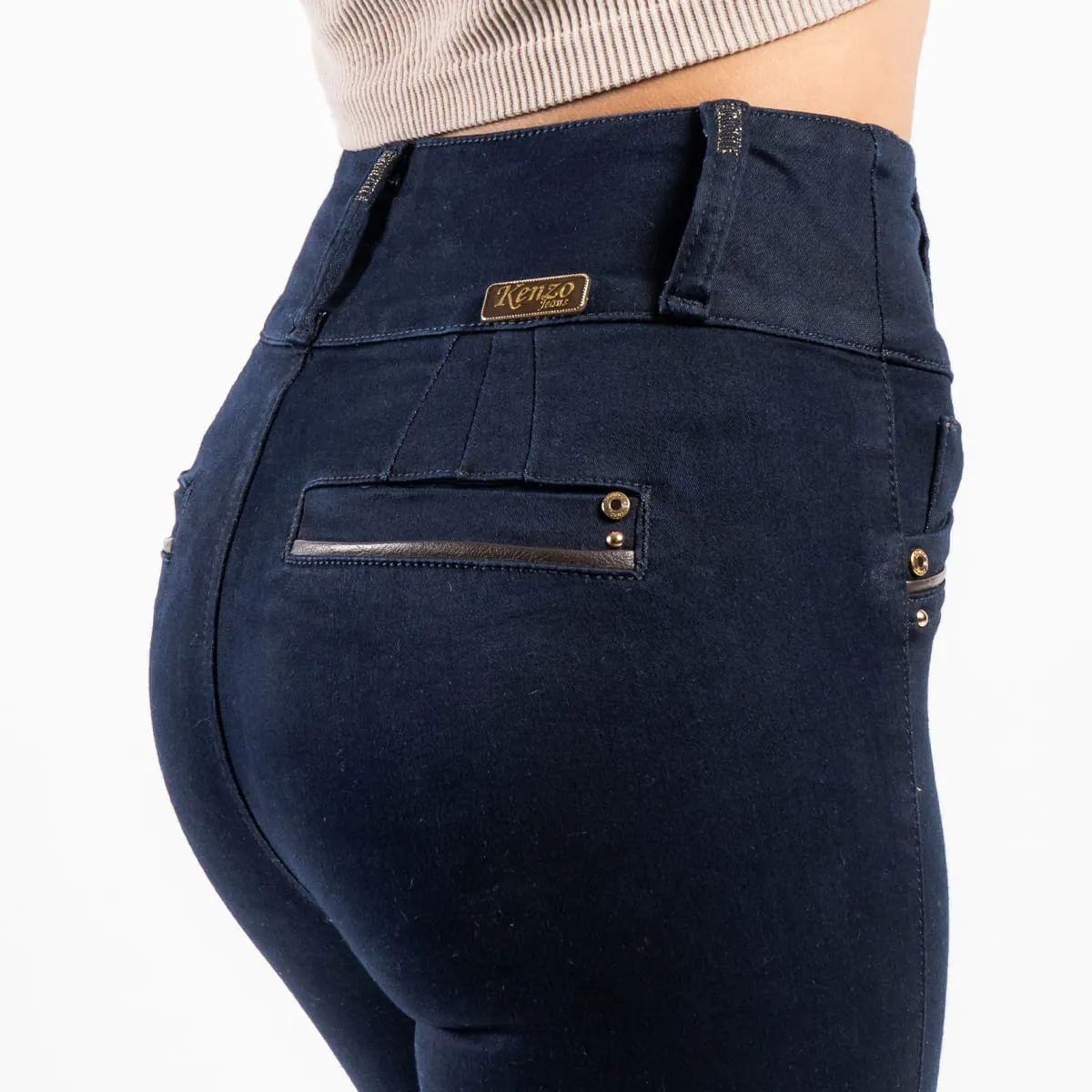 Jean Slim Tiro Alto Gold Flare