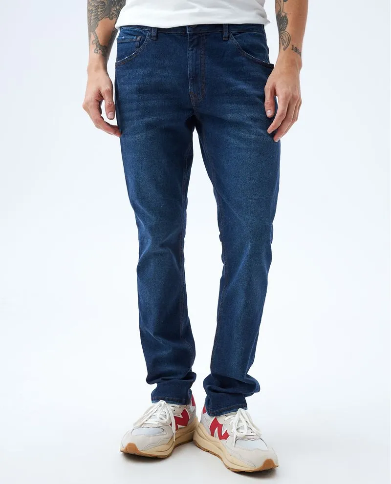 Jean Slim tiro bajo para hombre