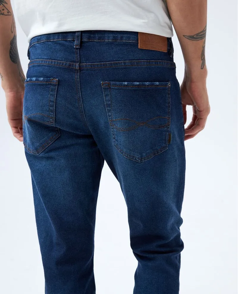 Jean Slim tiro bajo para hombre