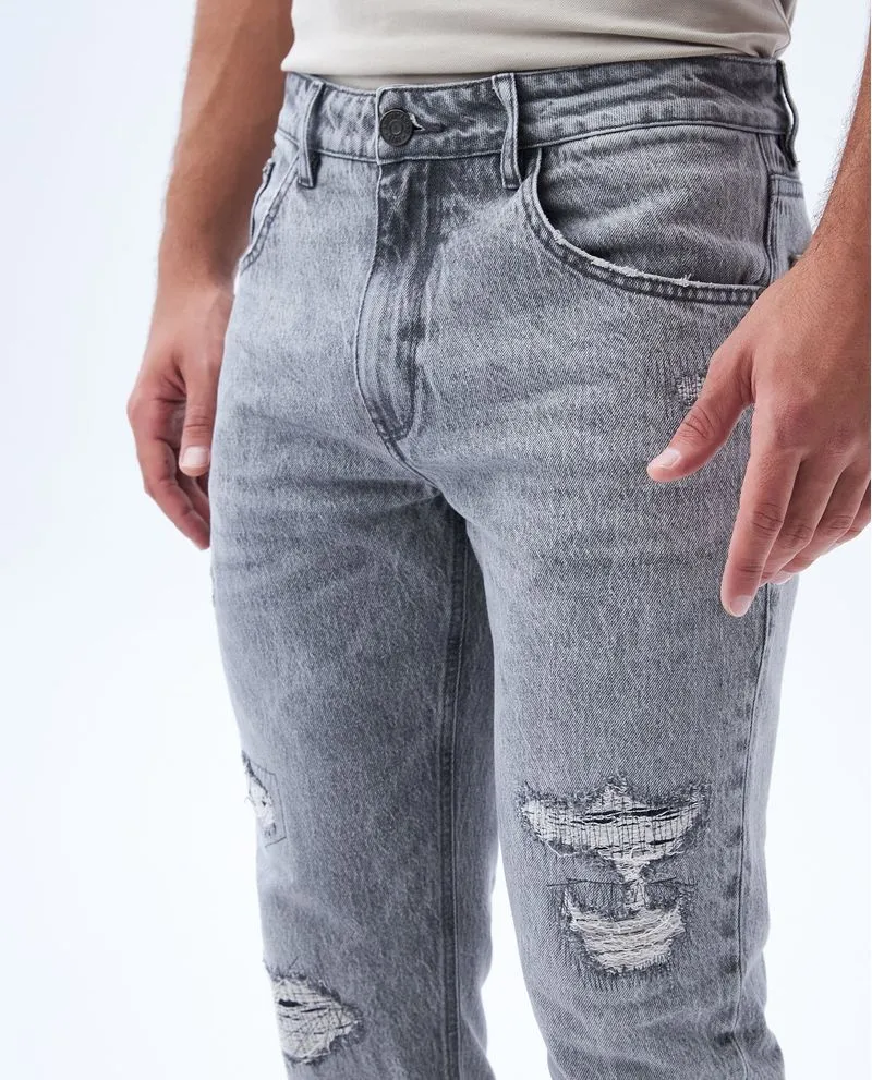 Jean Straight fit tono gris para hombre