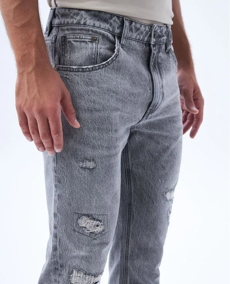 Jean Straight fit tono gris para hombre