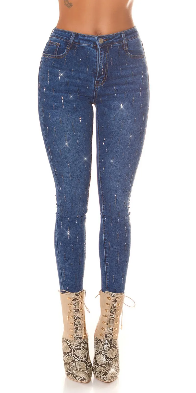 JEANS AZUL CINTURA ALTA PUSHUP Y BRILLO
