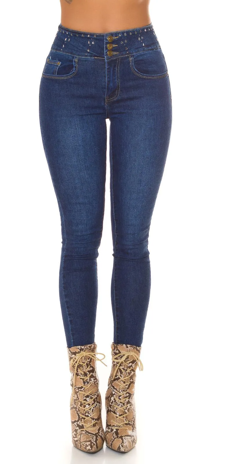 Jeans azules de cintura alta de moda